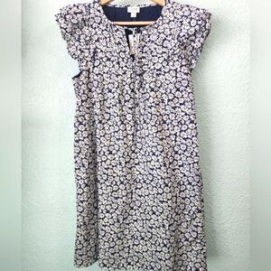 J Crew eyelet sleeveless floral shift dress side pockets lined